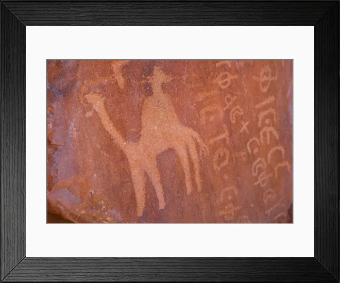 Framed Print : Rock Paintings, Wadi Rum, Jordan, Middle East Framed Print : Rock Paintings, Wadi Rum, Jordan, Middle East