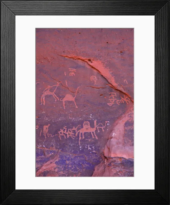 Framed Print : Rock Paintings, Wadi Rum, Jordan, Middle East Framed Print : Rock Paintings, Wadi Rum, Jordan, Middle East