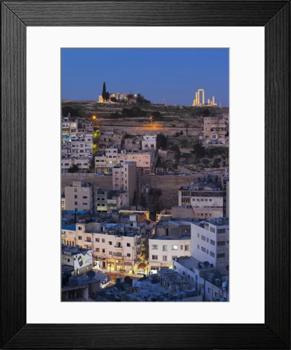 Framed Print : Jordan, Amman, elevated view of Central Amman and Citadel