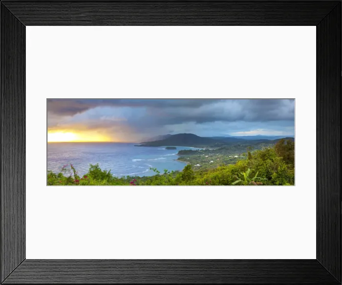 Framed Print : Elevated view over dramatic coastline from Noel Cowards Firefly, Roundhill Framed Print : Elevated view over dramatic coastline from Noel Cowards Firefly, Roundhill