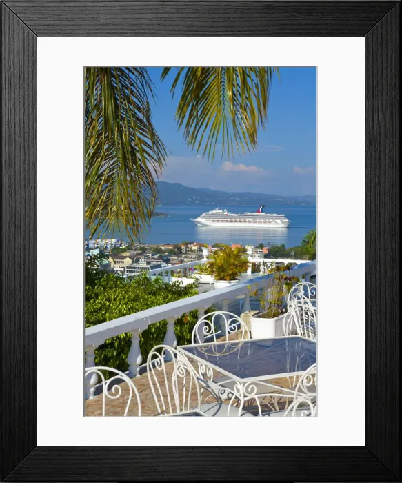 Framed Print : Elevated view over city center & cruize liner, Montego Bay, St. James Parish, Jamaica Framed Print : Elevated view over city center & cruize liner, Montego Bay, St. James Parish, Jamaica