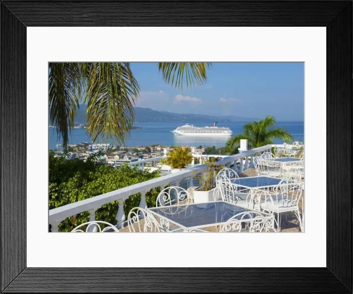 Framed Print : Elevated view over city center & cruize liner, Montego Bay, St. James Parish, Jamaica Framed Print : Elevated view over city center & cruize liner, Montego Bay, St. James Parish, Jamaica