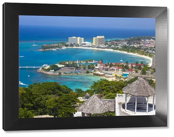 Elevated view over city & coastline, Ocho Rios, St. Ann Parish, Jamaica, Caribbean