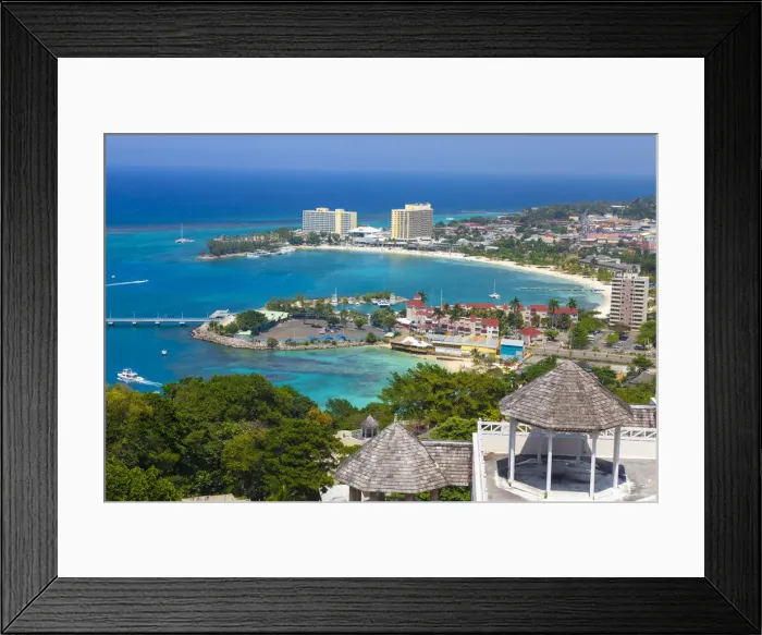 Framed Print : Elevated view over city & coastline, Ocho Rios, St. Ann Parish, Jamaica, Caribbean Framed Print : Elevated view over city & coastline, Ocho Rios, St. Ann Parish, Jamaica, Caribbean
