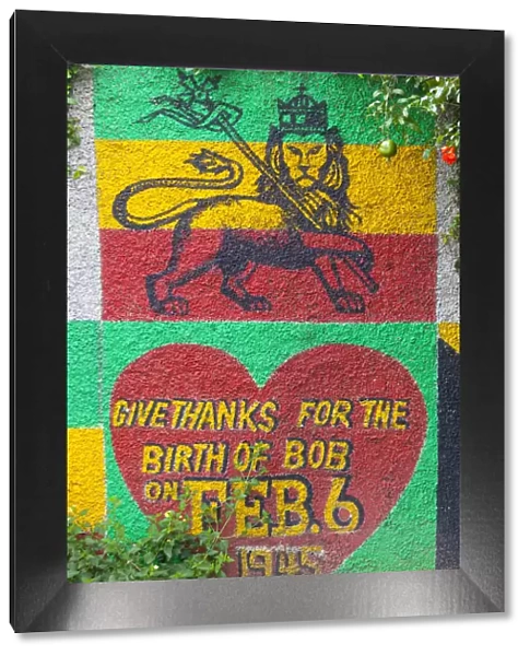 Mural, Bob Marley Museum, Kingston, St. Andrew Parish, Jamaica, Caribbean