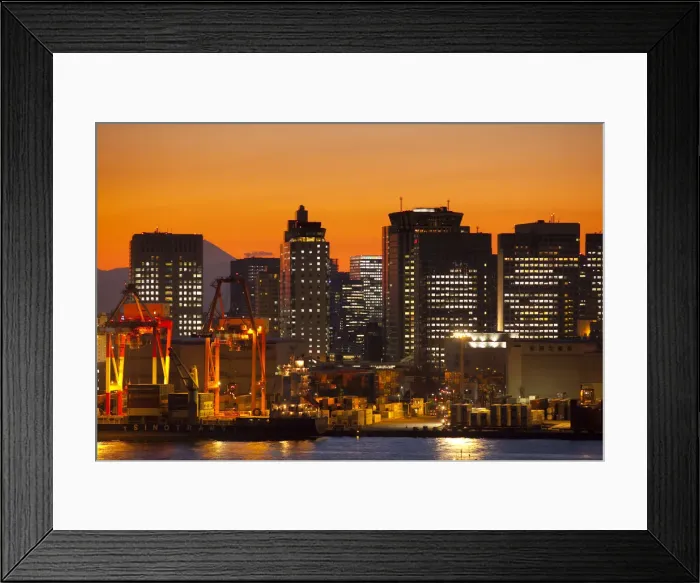 Framed Print : Shinagawa wharf  /  docks, Tokyo Bay, Tokyo, Japan