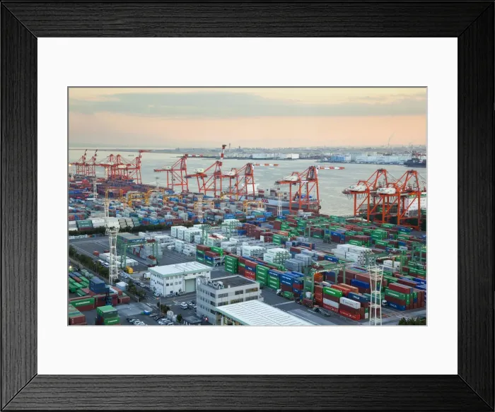 Framed Print : Container port; Odaiba; Tokyo; Japan Framed Print : Container port; Odaiba; Tokyo; Japan