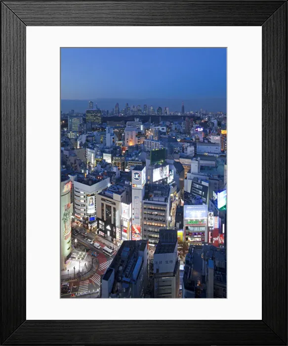 Framed Print : Asia, Japan, Tokyo, Shinjuku skyline viewed from Shibuya - elevated Framed Print : Asia, Japan, Tokyo, Shinjuku skyline viewed from Shibuya - elevated