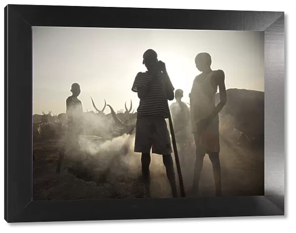 Unity State, South Sudan. A cattle camp at dawn near Leer