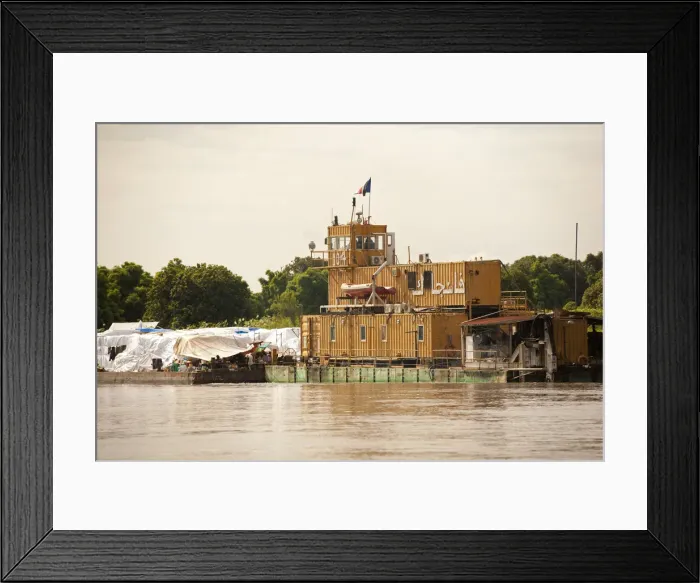 Framed Print : Juba, South Sudan. Barges transporting goods on the river Nile
