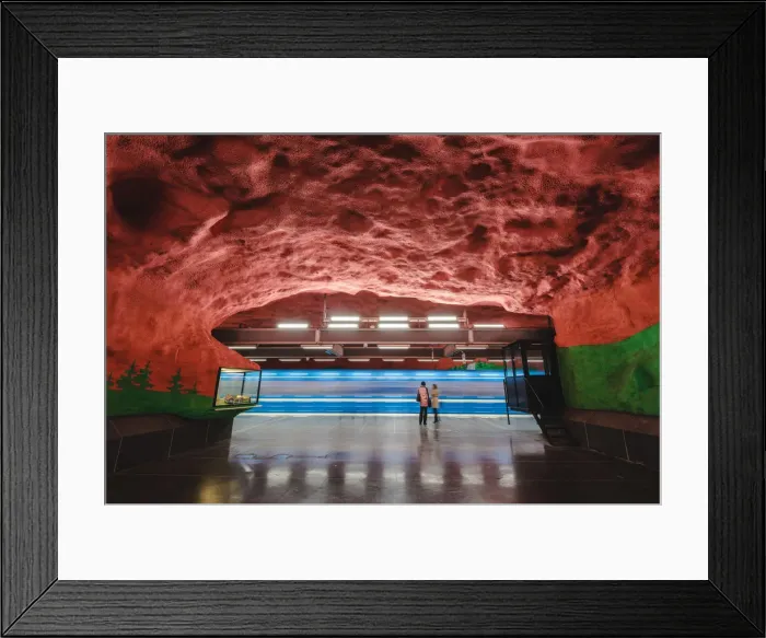 Framed Print : Stockholm, Sweden, Northern Europe. Decorated underground metro station Framed Print : Stockholm, Sweden, Northern Europe. Decorated underground metro station