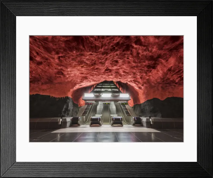 Framed Print : Stockholm, Sweden, Northern Europe. Decorated underground metro station Framed Print : Stockholm, Sweden, Northern Europe. Decorated underground metro station