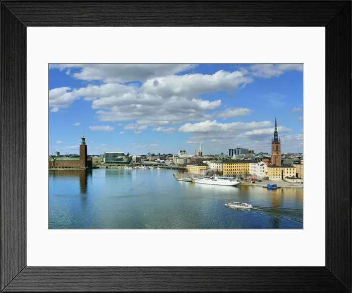 Framed Print : The City Hall and Riddarholmen with the Riddarholmskyrkan (Church). Stockholm, Sweden