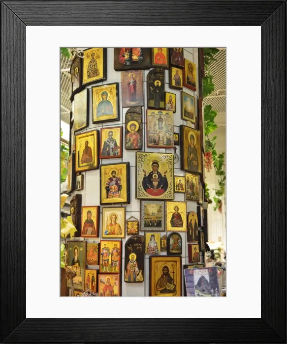 Framed Print : Orthodox symbols in the Hotorget street market. Stockholm, Sweden Framed Print : Orthodox symbols in the Hotorget street market. Stockholm, Sweden