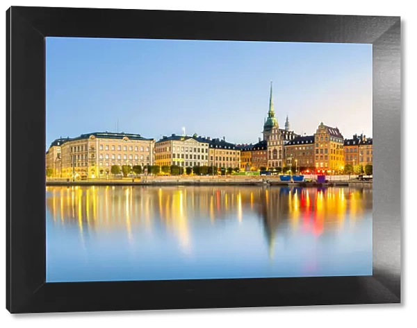 Gamla stan, Stockholm, Sweden, Northern Europe. Cityscape panorama at sunrise