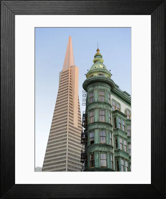 Framed Print : Transamerica Pyramidwith Columbus Tower, also known as the Sentinel Building, Columbus Framed Print : Transamerica Pyramidwith Columbus Tower, also known as the Sentinel Building, Columbus