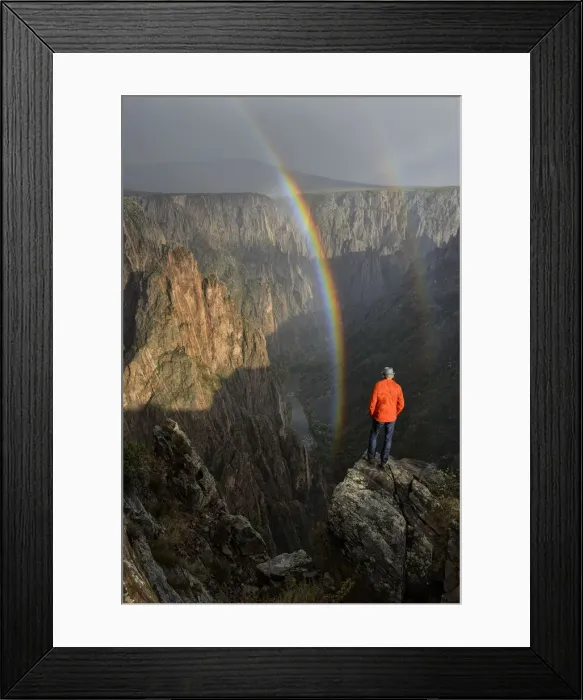 Framed Print : USA, Colorado, Black Canyon of the Gunnison National Park, Man looking into canyon with Framed Print : USA, Colorado, Black Canyon of the Gunnison National Park, Man looking into canyon with