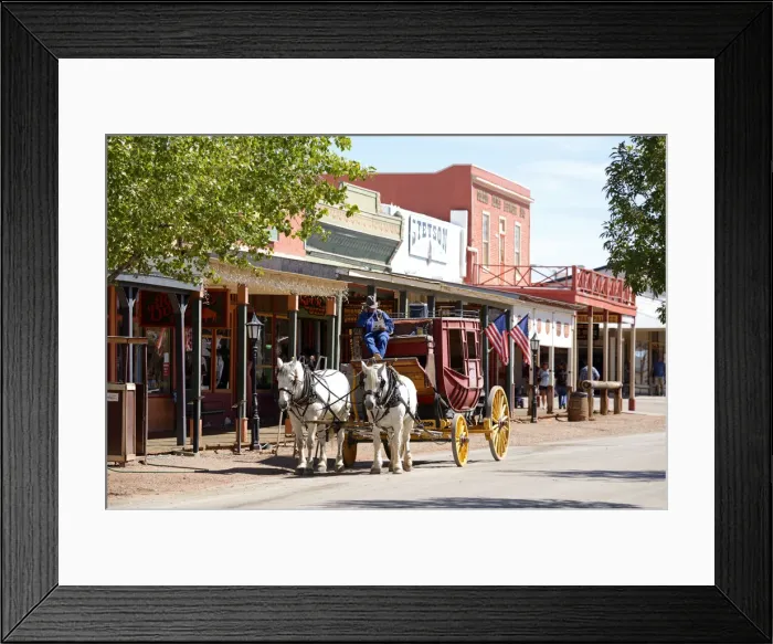 Framed Print : USA, Arizona, Tombstone, stage coach on the main street Framed Print : USA, Arizona, Tombstone, stage coach on the main street