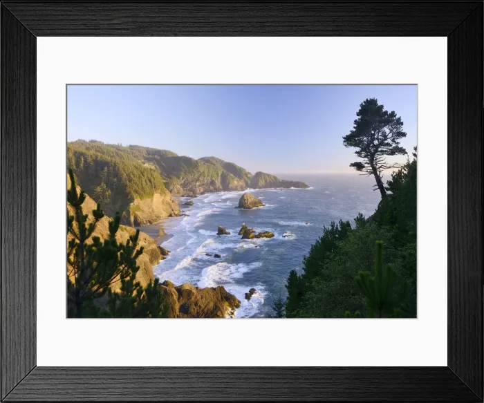 Framed Print : USA, West Coast, Oregon, State Scenic Corridor, Sunset with waves crashing Framed Print : USA, West Coast, Oregon, State Scenic Corridor, Sunset with waves crashing