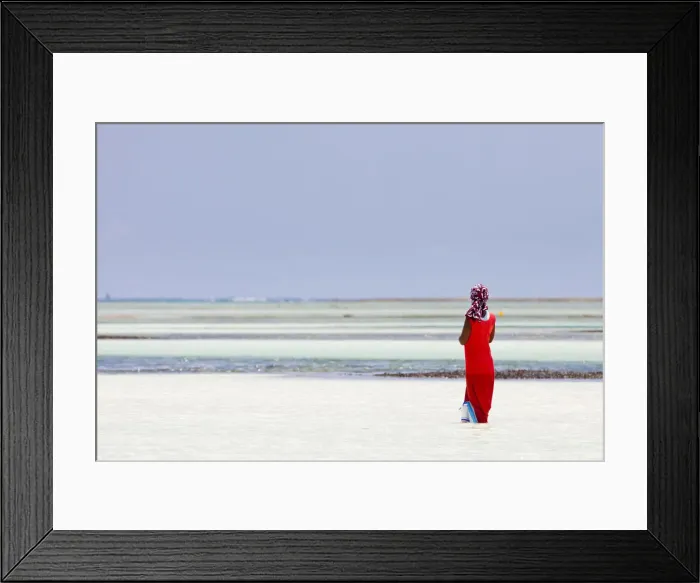 Framed Print : Tanzania, Zanzibar, Unguja, Pongwe. A lady looks out to sea Framed Print : Tanzania, Zanzibar, Unguja, Pongwe. A lady looks out to sea