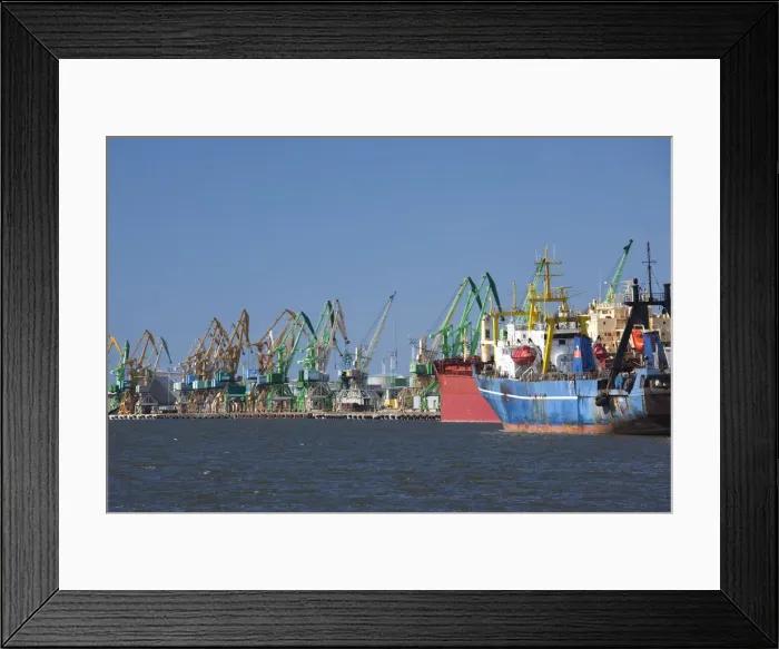 Framed Print : Lithuania, Western Lithuania, Klaipeda, commercial port, cargo ships Framed Print : Lithuania, Western Lithuania, Klaipeda, commercial port, cargo ships