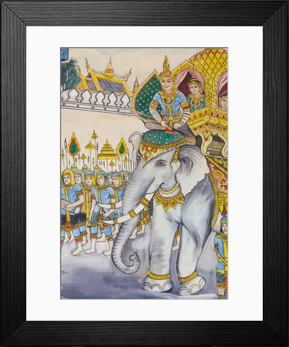Framed Print : Laos, Vientiane, Wat Ong Teu Mahawihan, Buddha-themed paintings Framed Print : Laos, Vientiane, Wat Ong Teu Mahawihan, Buddha-themed paintings