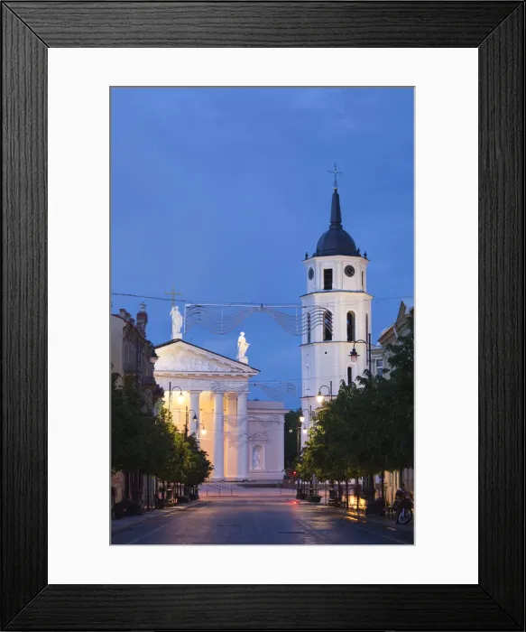 Framed Print : Lithuania, Vilnius, Vilnius Cathedral, evening
