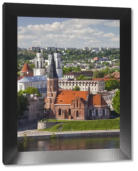 Lithuania, Central Lithuania, Kaunas, elevated view of Vytautas Church, late afternoon