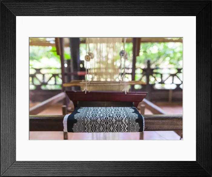 Framed Print : Laos, Vientiane, traditional Lao textile loom Framed Print : Laos, Vientiane, traditional Lao textile loom