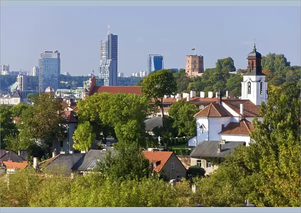 Lithuania, Vilnius, Old Town & modern city skyline