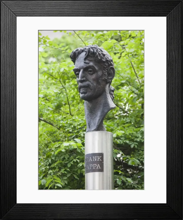 Framed Print : Lithuania, Vilnius, bust to US rock singer Frank Zappa Framed Print : Lithuania, Vilnius, bust to US rock singer Frank Zappa