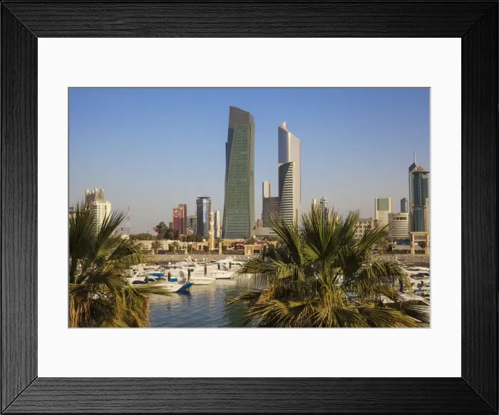 Framed Print : Kuwait, Kuwait City, City view from Souk Shark Shopping Center and Marina Framed Print : Kuwait, Kuwait City, City view from Souk Shark Shopping Center and Marina