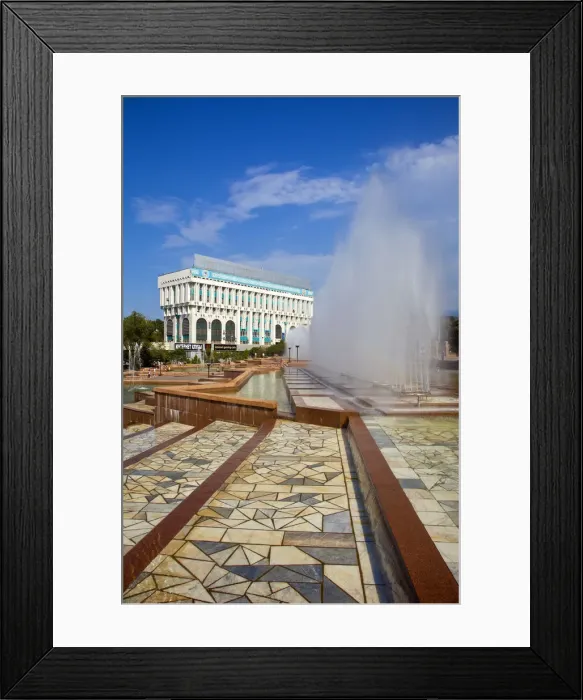 Framed Print : Kazakhstan, Almaty, Fountians at Respublika Alangy, Soviet created ceremonial sqaure Framed Print : Kazakhstan, Almaty, Fountians at Respublika Alangy, Soviet created ceremonial sqaure