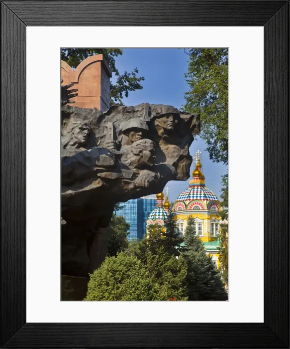 Framed Print : Kazakhstan, Almaty, Panfilov Park, Park of Heroes, Panfilov Heroes war memorial, with