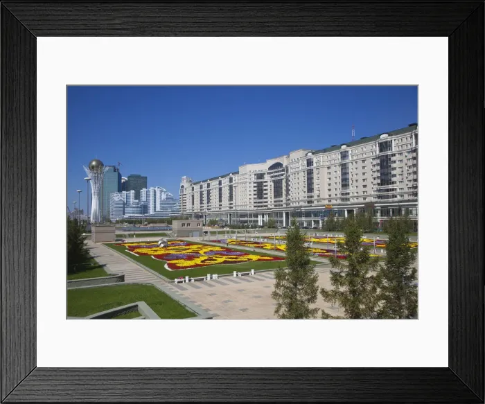 Framed Print : Kazakhstan, Astana, Nurzhol Bulvar - central boulevard, Bayterek Tower