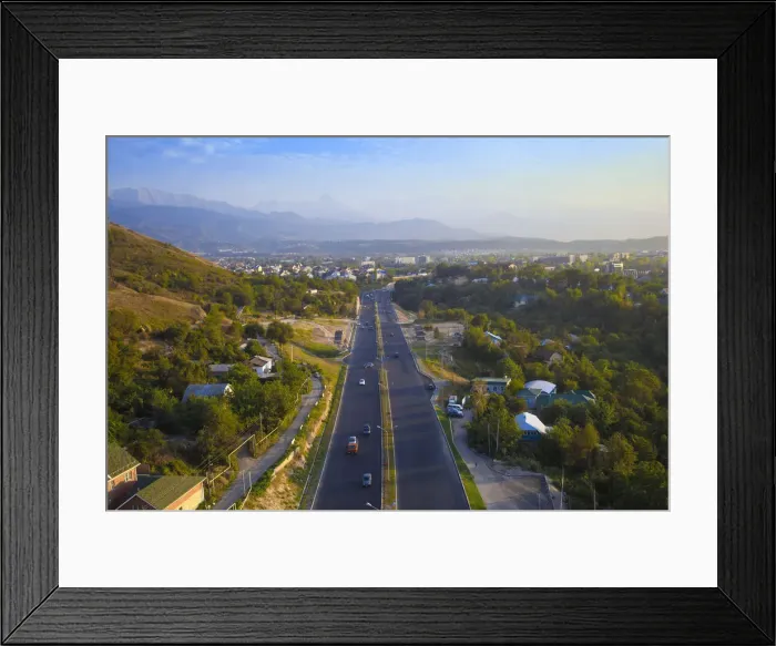 Framed Print : Kazakhstan, Almaty, View of Almaty from Kok-Tobe cable car Framed Print : Kazakhstan, Almaty, View of Almaty from Kok-Tobe cable car