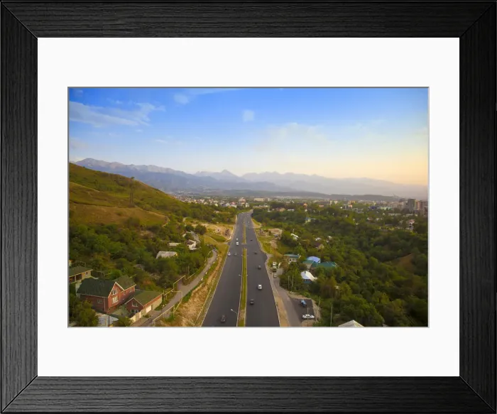 Framed Print : Kazakhstan, Almaty, View of Almaty from Kok-Tobe cable car Framed Print : Kazakhstan, Almaty, View of Almaty from Kok-Tobe cable car