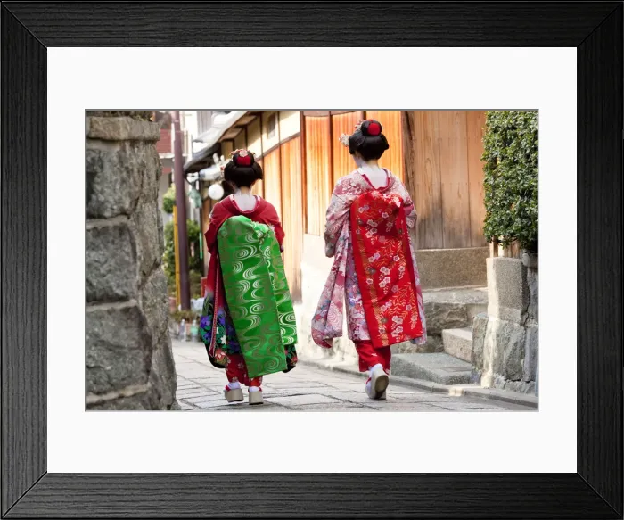 Framed Print : Two Geishas in Kyoto, Japan Framed Print : Two Geishas in Kyoto, Japan