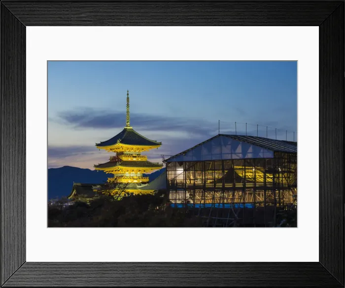 Framed Print : Japan, Kyoto, Higashiyama District, Kiyomizu-dera Temple, Three-storied Pagoda