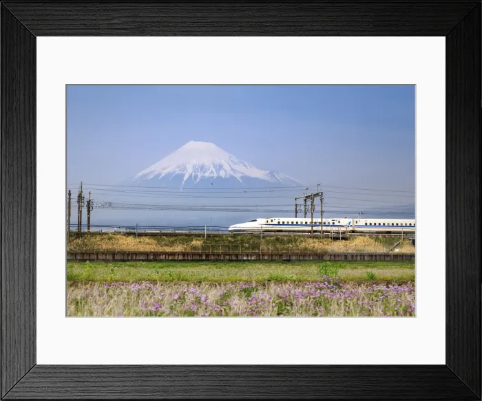 Framed Print : Japan, Shizuoka Prefecture, Yoshiwara, Mt Fuji and Shinkansen Series N700A bullet train Framed Print : Japan, Shizuoka Prefecture, Yoshiwara, Mt Fuji and Shinkansen Series N700A bullet train