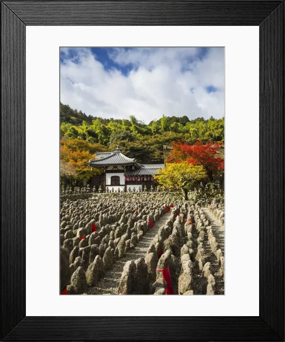 Framed Print : Japan, Kyoto, Arashiyama, Adashino Nenbutsu-Ji Temple, - Buddhist statues, representing Framed Print : Japan, Kyoto, Arashiyama, Adashino Nenbutsu-Ji Temple, - Buddhist statues, representing