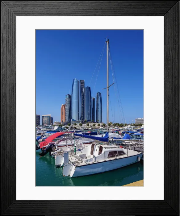 Framed Print : Skyline with Marina and Etihad Towers, Abu Dhabi, United Arab Emirates Framed Print : Skyline with Marina and Etihad Towers, Abu Dhabi, United Arab Emirates
