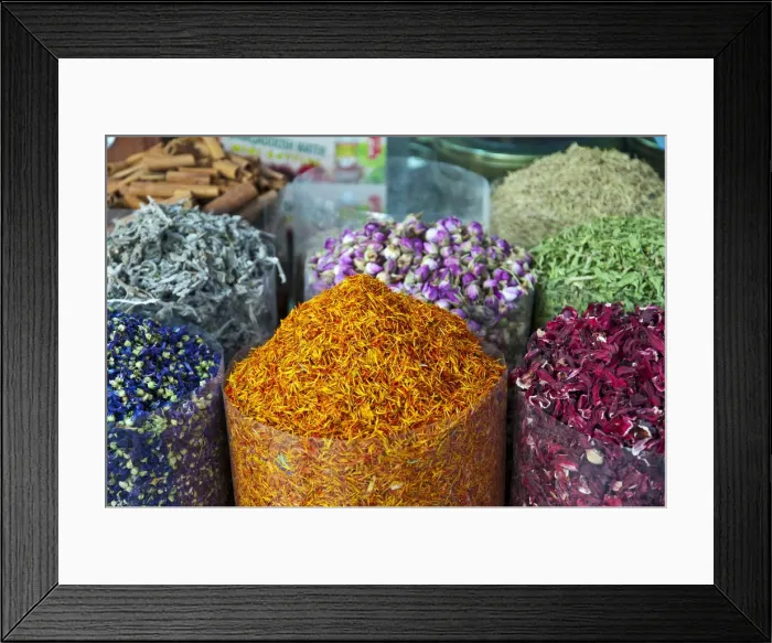 Framed Print : Colorful spices, Spice Souk, Deira, Dubai, United Arab Emirates Framed Print : Colorful spices, Spice Souk, Deira, Dubai, United Arab Emirates