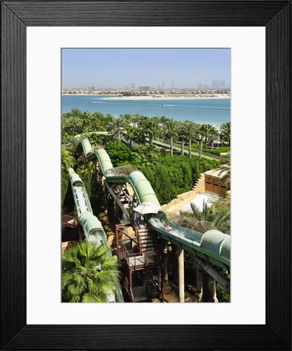 Framed Print : Waterslides in the Aquaventure Park in the Atlantis Hotel, The Palm Jumeirah, Dubai Framed Print : Waterslides in the Aquaventure Park in the Atlantis Hotel, The Palm Jumeirah, Dubai