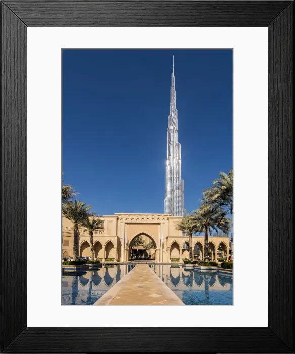 Framed Print : The Palace Downtown Dubai luxury hotel with Burj Khalifa skyscraper behind, Dubai
