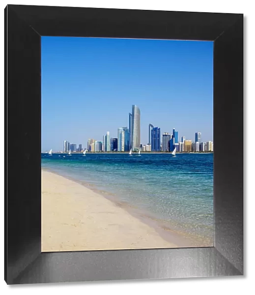 Marina Beach and City Center Skyline, Abu Dhabi, United Arab Emirates