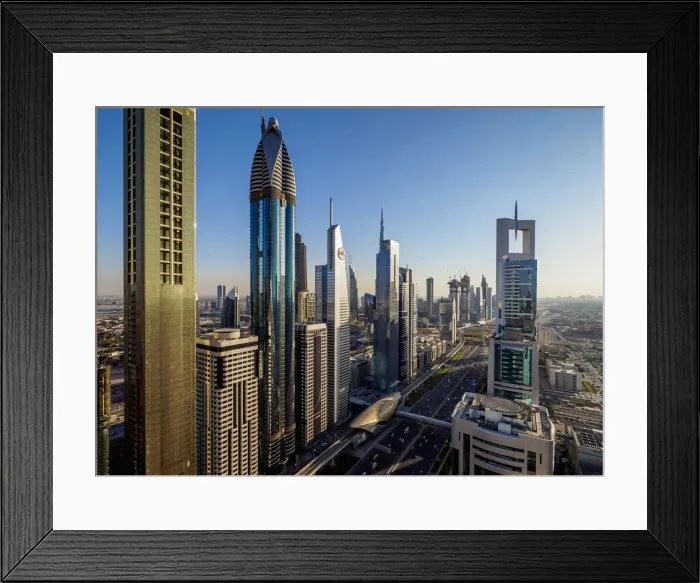 Framed Print : Dubai International Financial Centre, elevated view, Dubai, United Arab Emirates Framed Print : Dubai International Financial Centre, elevated view, Dubai, United Arab Emirates