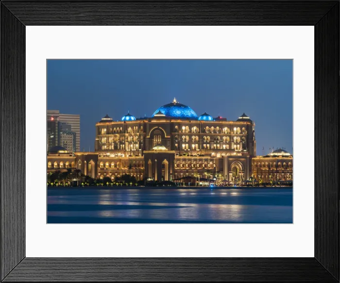 Framed Print : Night view from the sea over the Emirates Palace hotel, Abu Dhabi, United Arab Emirates Framed Print : Night view from the sea over the Emirates Palace hotel, Abu Dhabi, United Arab Emirates