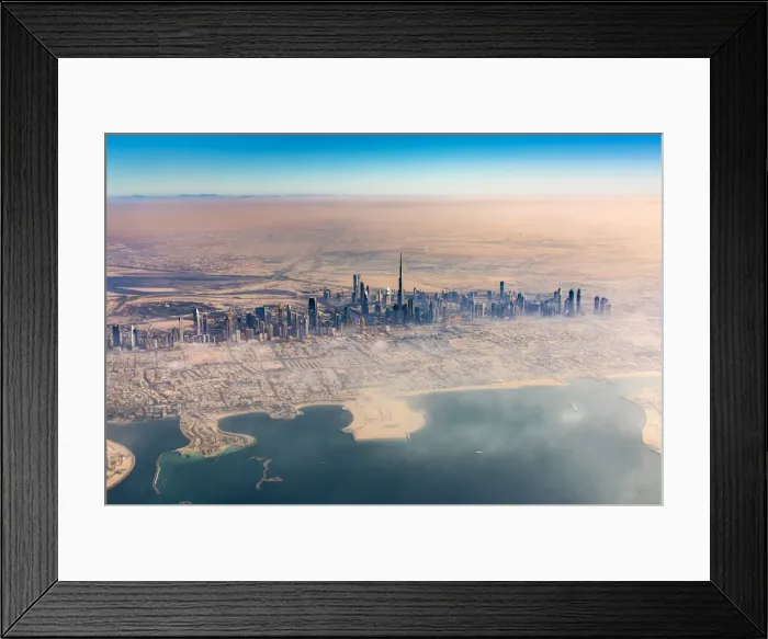 Framed Print : Aerial view of downtown skyline with Burj Khalifa skyscraper, Dubai, United Arab Emirates Framed Print : Aerial view of downtown skyline with Burj Khalifa skyscraper, Dubai, United Arab Emirates
