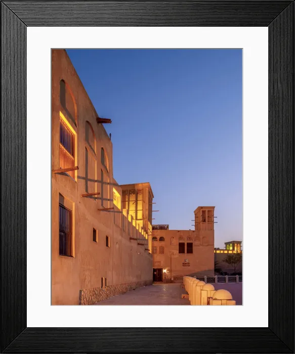 Framed Print : Al Fahidi Historical Neighbourhood at dusk, Dubai, United Arab Emirates Framed Print : Al Fahidi Historical Neighbourhood at dusk, Dubai, United Arab Emirates